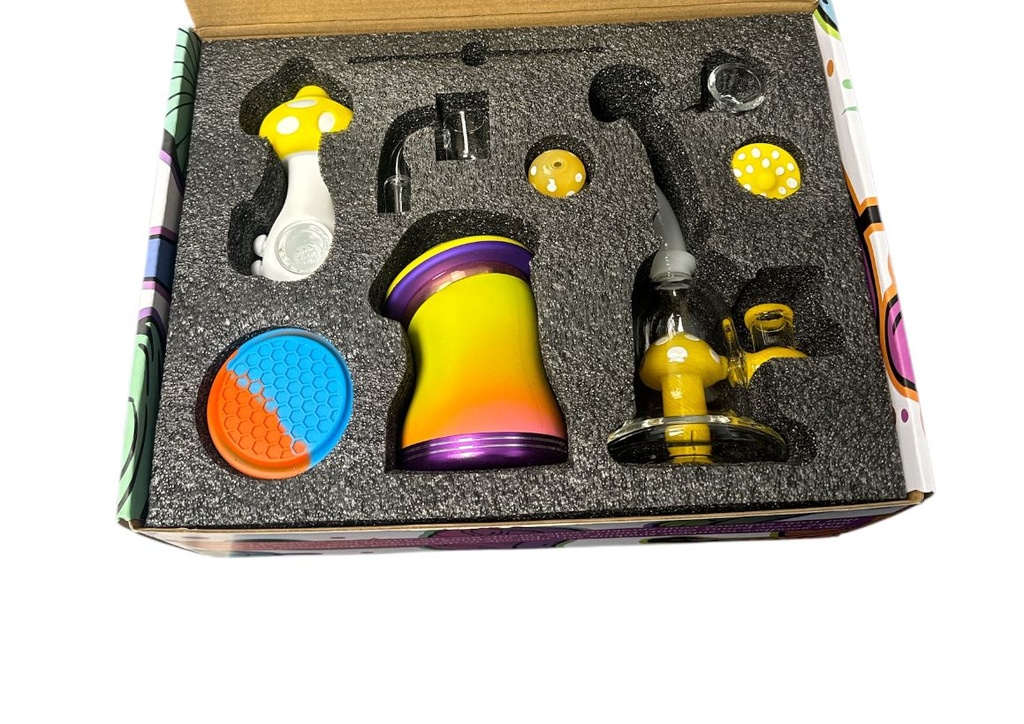 OILSEED MAGICAL MUSHROOM GLASS BONG SET #D610
