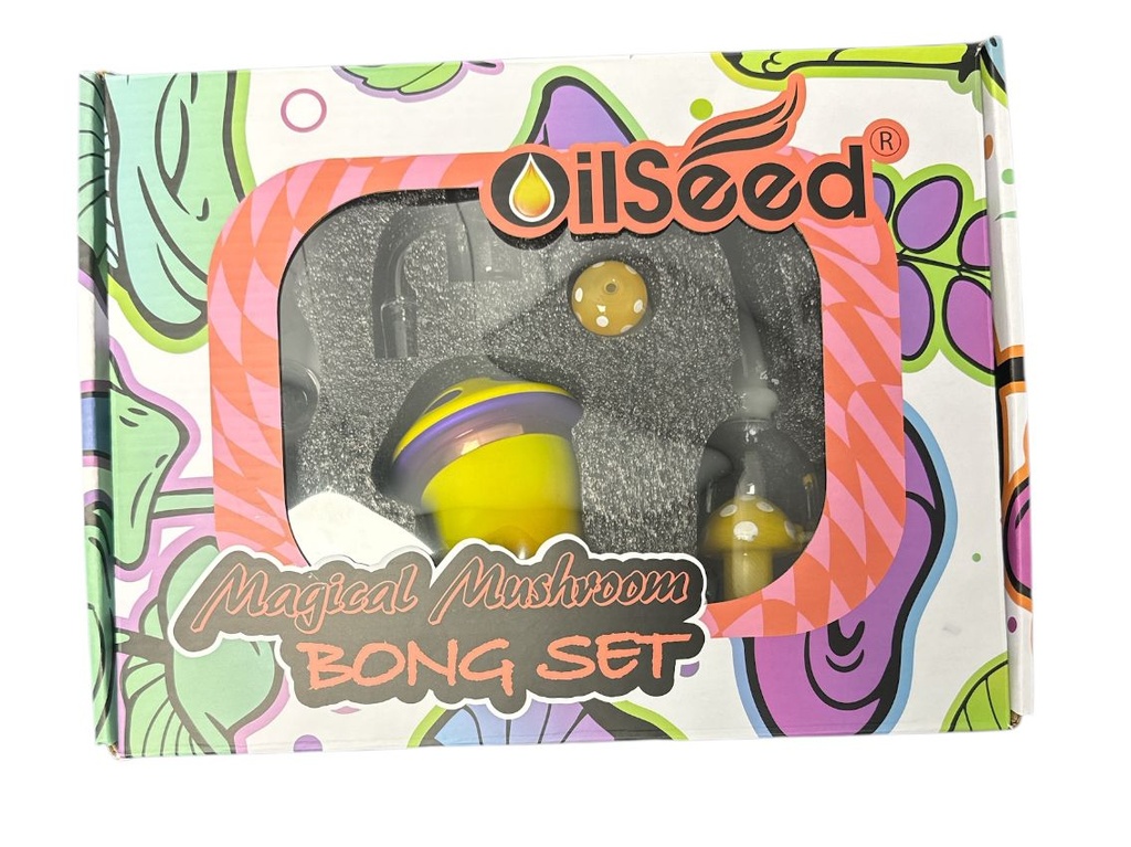 OILSEED MAGICAL MUSHROOM GLASS BONG SET #D610