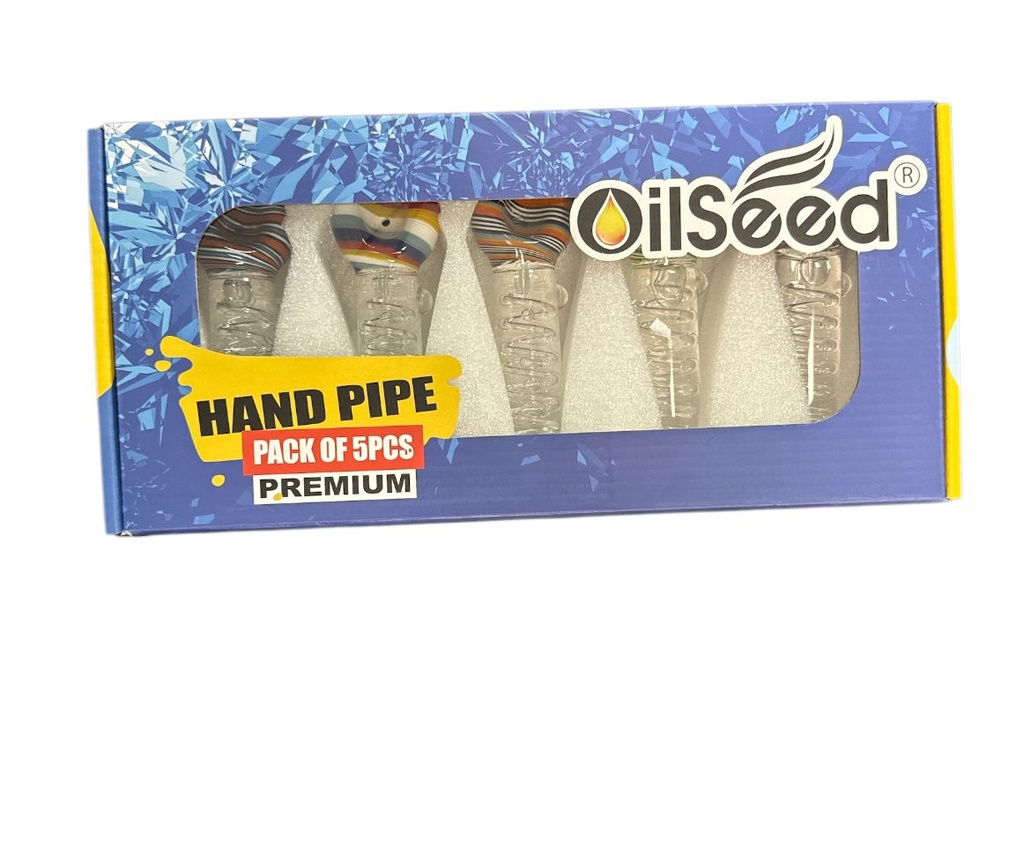 OILSEED PREMIUM GLASS HAND PIPE SPIRAL DESIGN #DO20 BOX OF 5