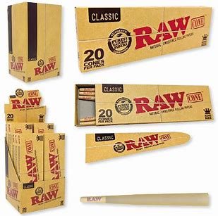 RAW CLASSIC PRE-ROLL CONES 20CT PER PACK BOX OF 12