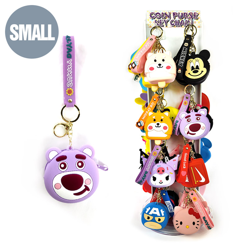 SMALL COIN PURSE KEY CHAIN TWO SIDE PRE-FILLED DISPLAY OF 48