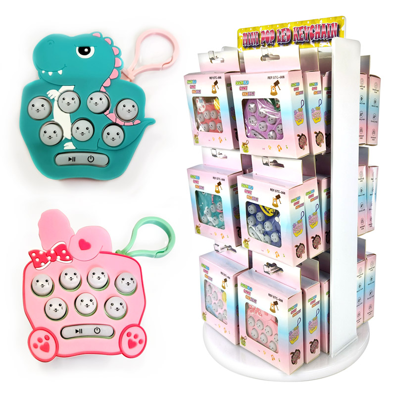 MINI POP LED KEY CHAIN TWO SIDE PRE-FILLED DISPLAY OF 36
