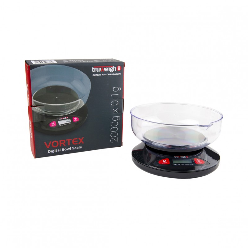 TRUWEIGH VORTEX DIGITAL BOWL SCALE -2000G X 0.1G - BLACK