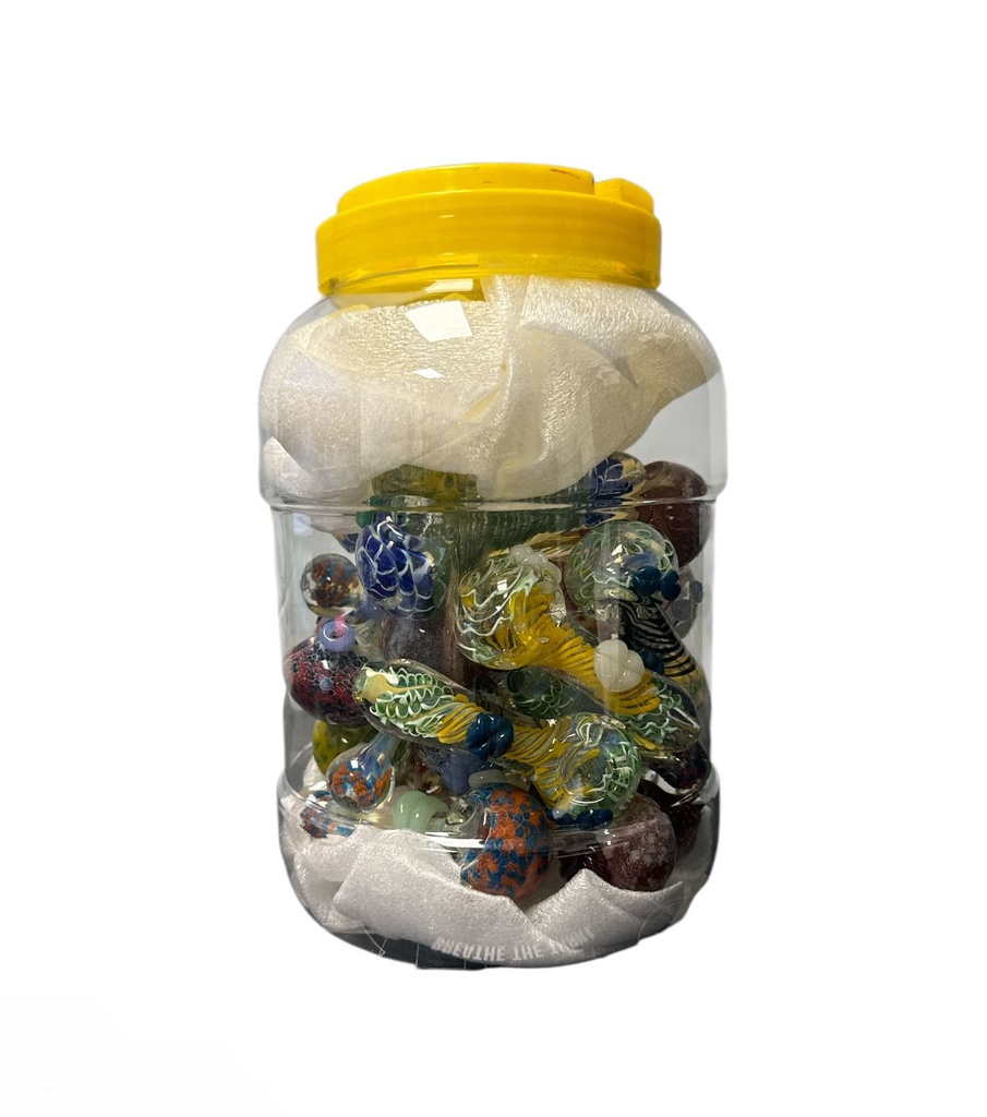 3 INCHES HEAVY PIPE GLASS HAND PIPE 15CT JAR