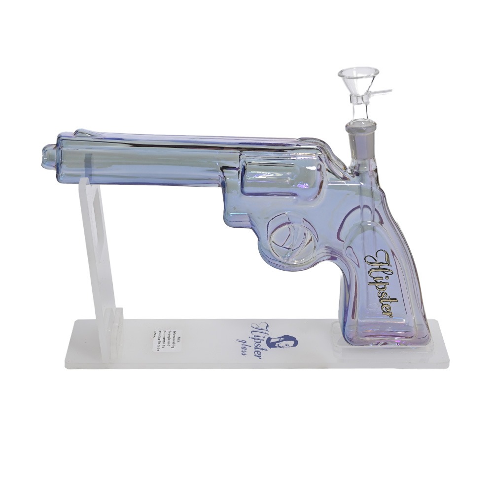 HIPSTER PURPLE PISTOL GLASS WATER PIPE