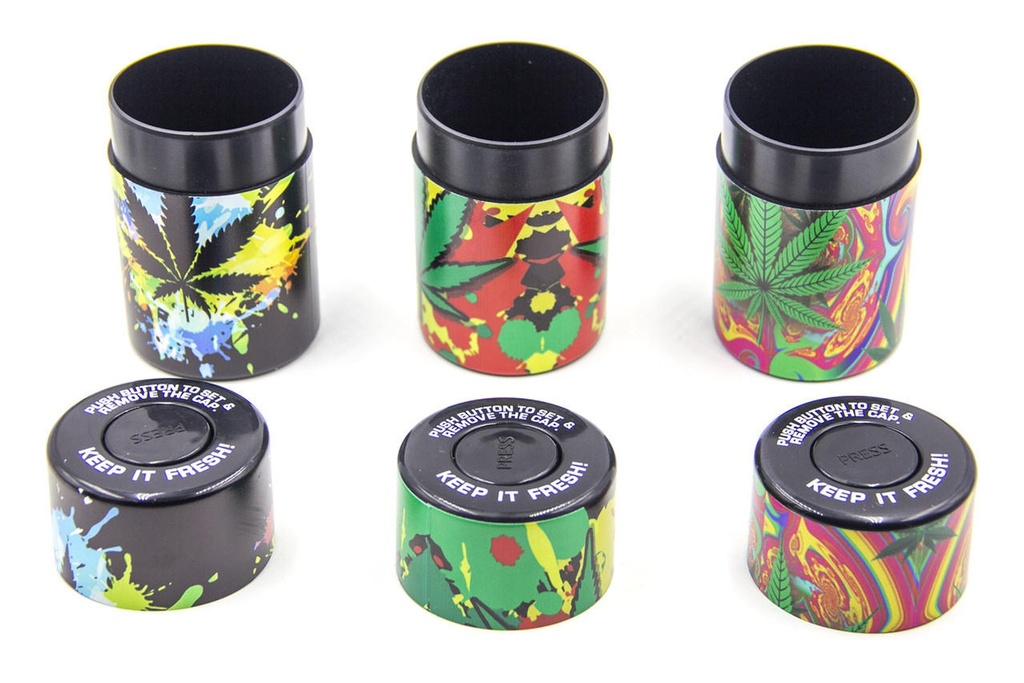 PLASTIC SEALED CANS ALIEN&LEAF DESIGN BOX OF 6