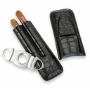 2 FINGER LEATHER CASE WITH CUTTER BLACK