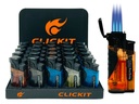 CLICKIT TRANSPARENT TRIPLE TORCH LIGHTER WITH CIGAR CUTTER GH-10870 BOX OF 25